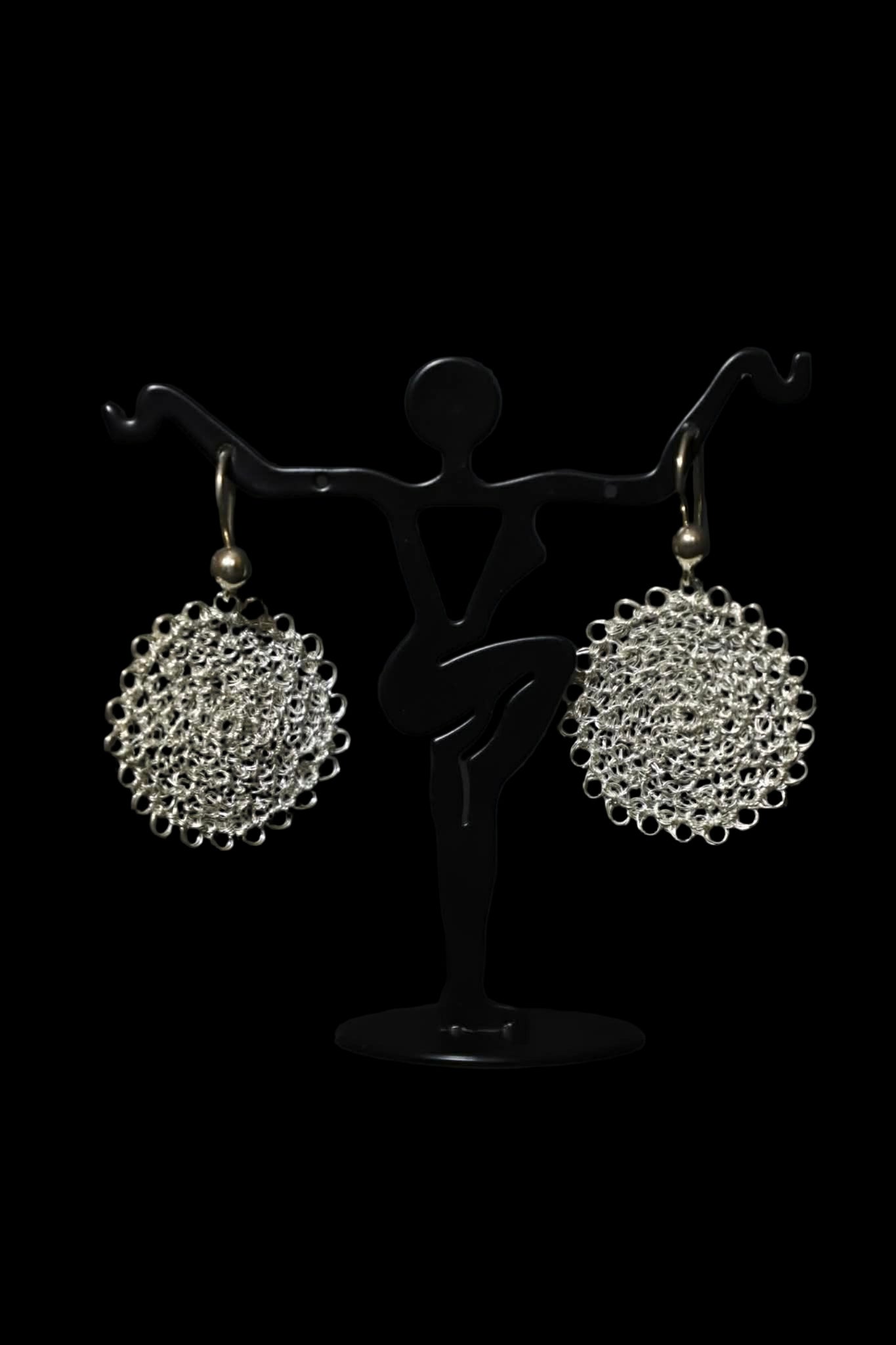Sterling Silver Wire Crochet Circle Earrings