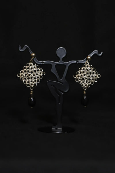 Wire Crochet Black Onyx Earrings