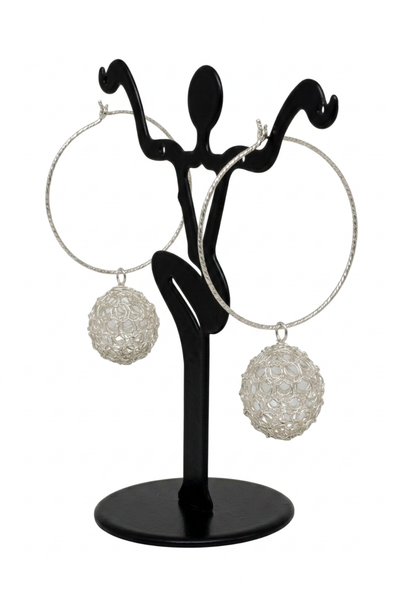 Wire Crochet Sterling Silver Earrings