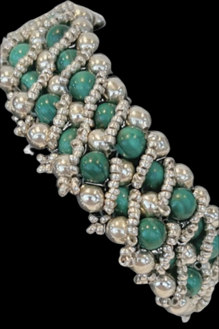 Silver Chrysocolla Bead Bracelet