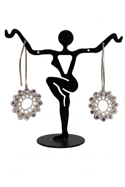 Wire Crochet Silver Silver Amethyst Earrings