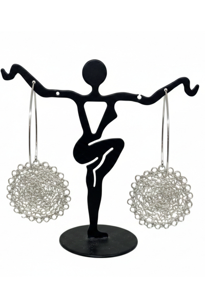 Wire Crochet Sterling Silver Earrings