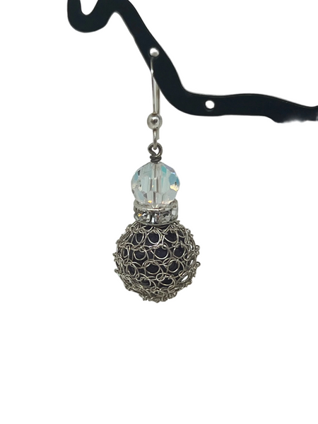 Wire Crochet Sterling Silver Black Onyx Earrings