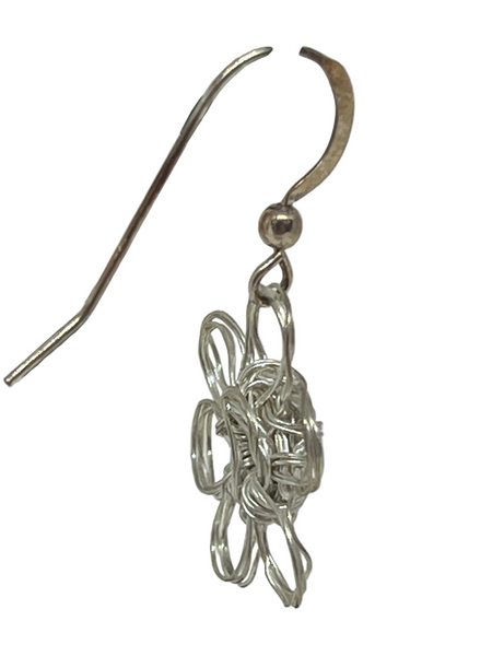 Wire Crochet Sterling Silver Flower Earrings