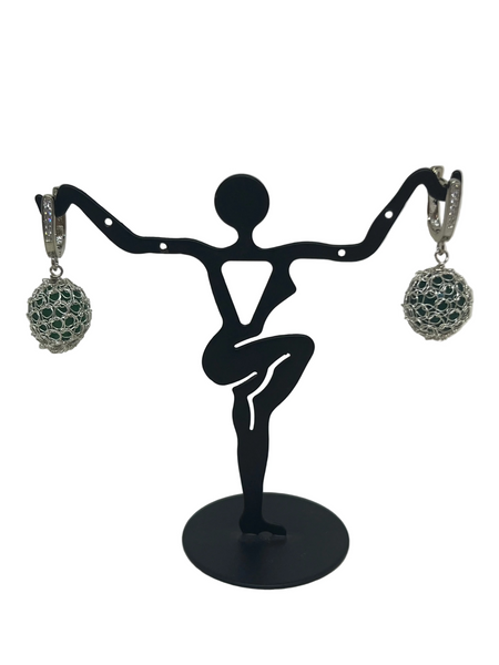 Wire Crochet Sterling Silver Aventurine Earrings