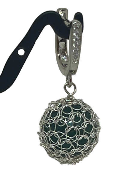 Wire Crochet Sterling Silver Aventurine Earrings