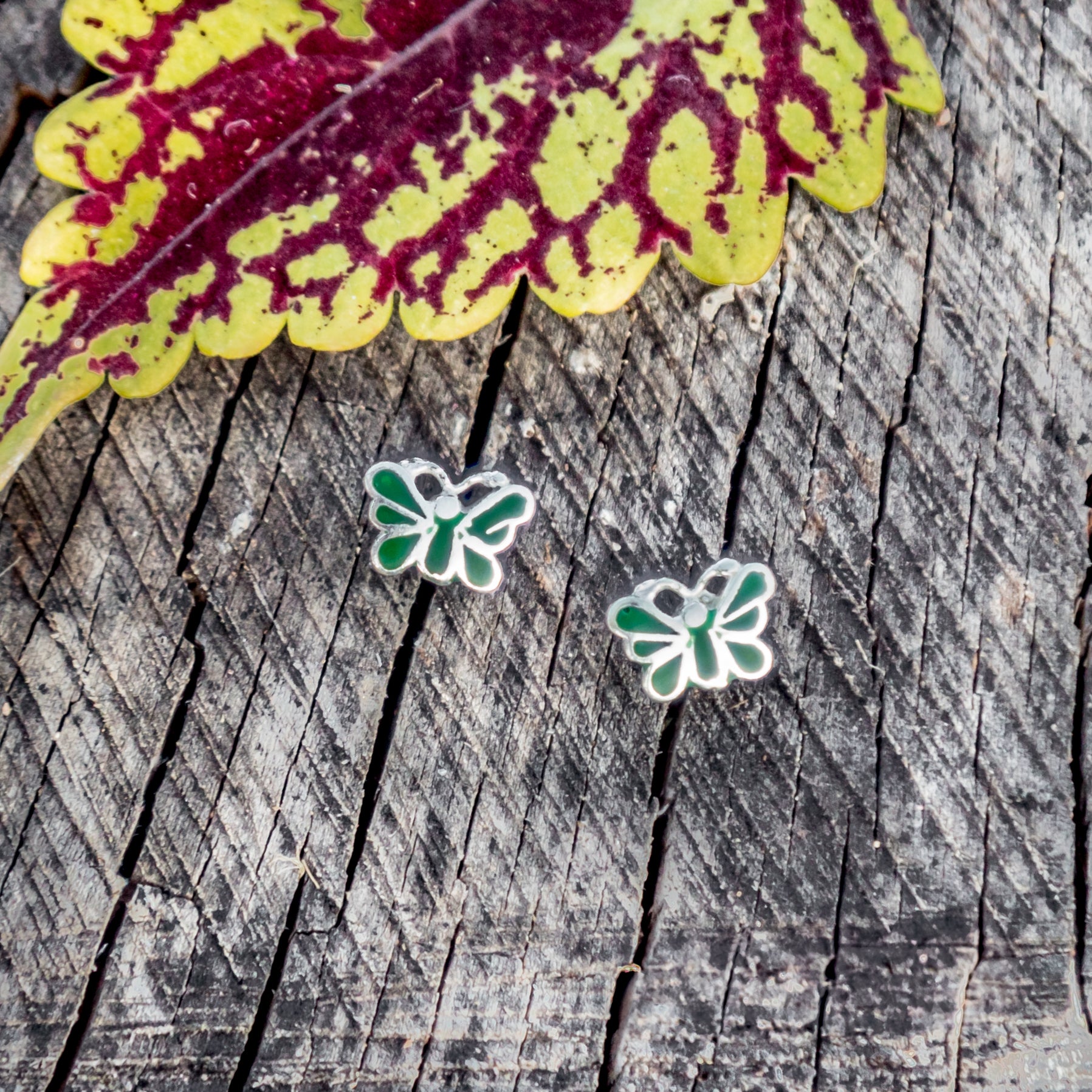 Mini Enamaled Sterling Silver Earrings