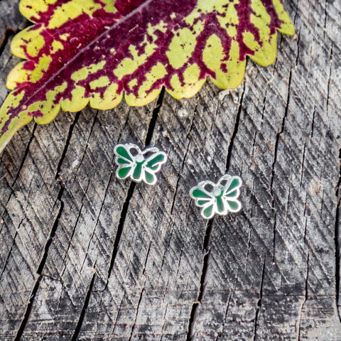 Mini Enamaled Sterling Silver Earrings