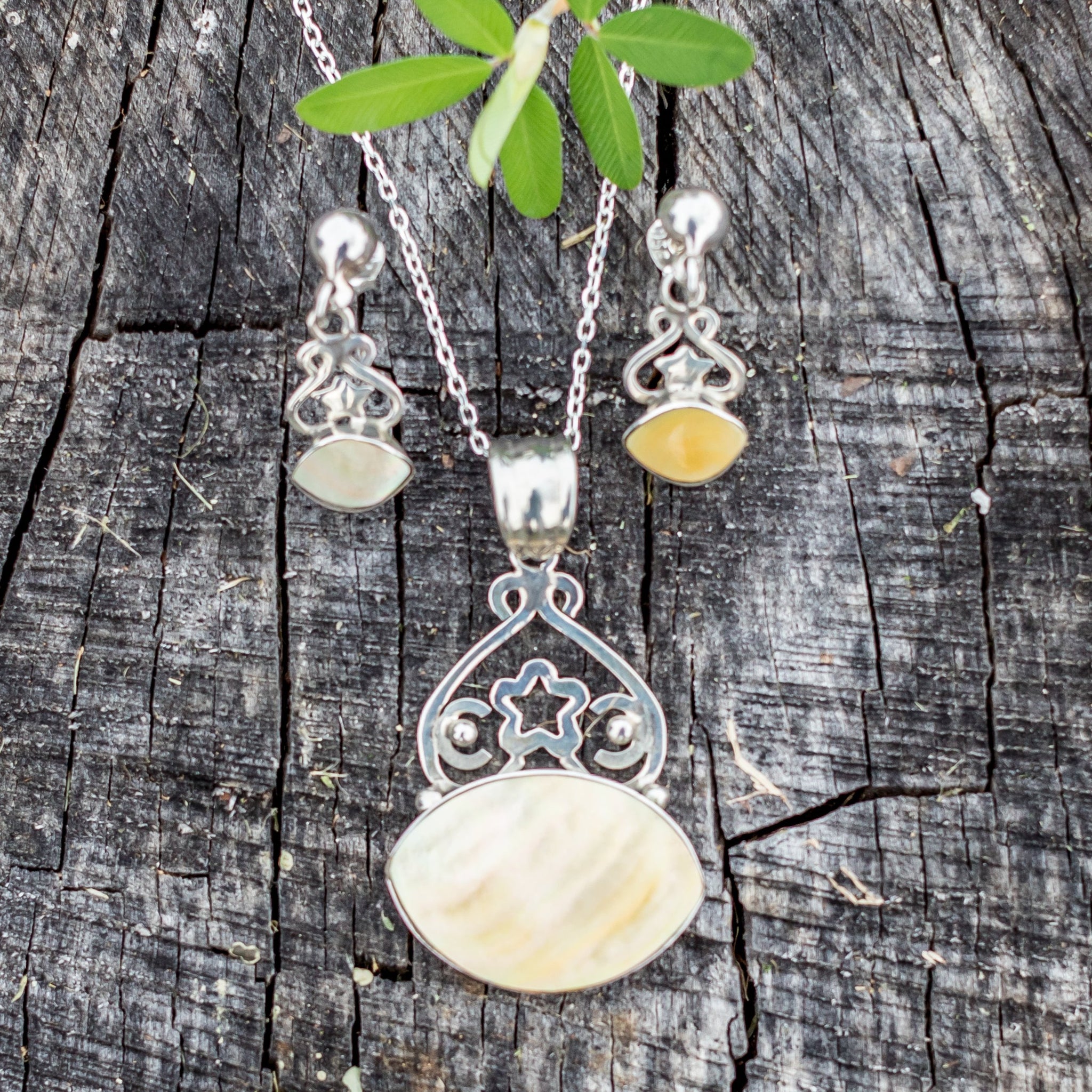 Spiny Oyster Necklace and Earring Set
