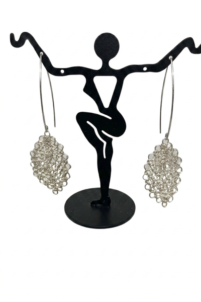 Sterling Silver Crochet Leaf Earrings