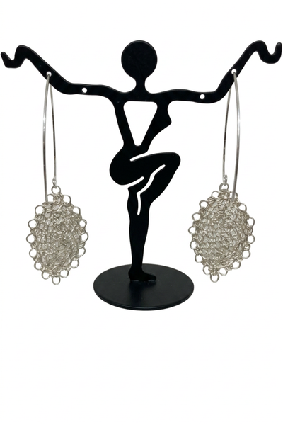 Sterling Silver Crochet Leaf Earrings