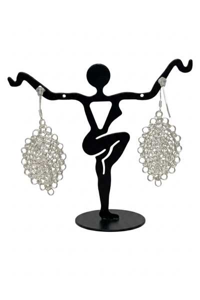 Wire Crochet Sterling Silver Leaf Earrings