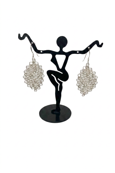 Wire Crochet Sterling Silver Leaf Earrings