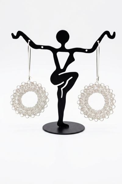 Wire Crochet Sterling Silver Earrings