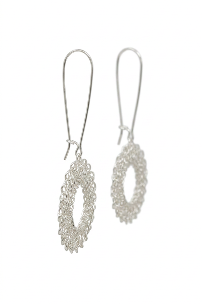 Wire Crochet Sterling Silver Earrings