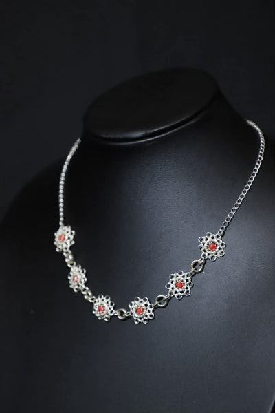 Wire Crochet Coral Necklace