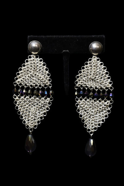 Wire Crochet Sterling Silver Earrings