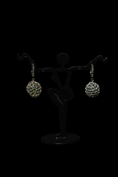 Wire Crochet Sterling Silver Aventurine Earrings