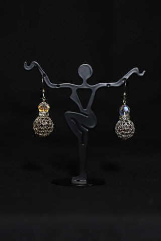 Wire Crochet Sterling Silver Black Onyx Earrings