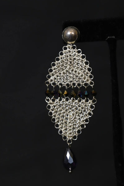 Wire Crochet Sterling Silver Earrings