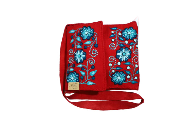 Hand-Embroidered Wool Shoulder Bag