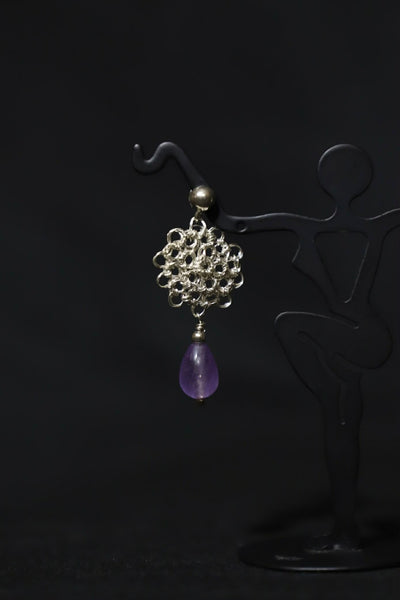 Wire Crochet Sterling Silver Amethyst Earrings