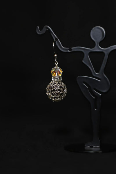 Wire Crochet Sterling Silver Black Onyx Earrings