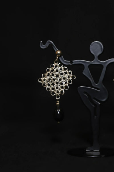 Wire Crochet Black Onyx Earrings