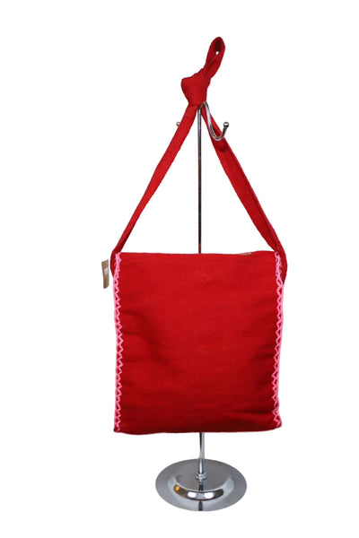 Hand-Embroidered Wool Shoulder Bag