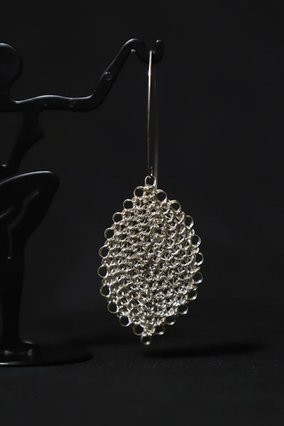 Sterling Silver Crochet Leaf Earrings