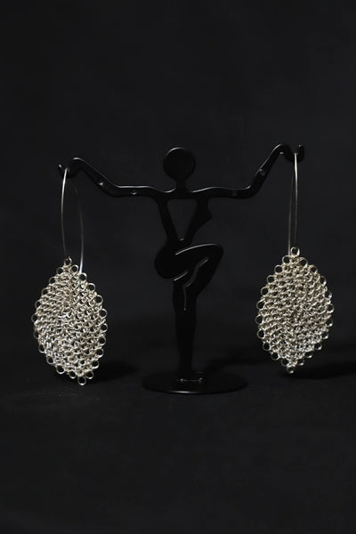 Sterling Silver Crochet Leaf Earrings