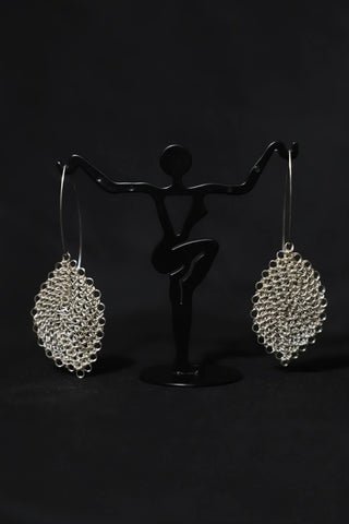 Sterling Silver Crochet Leaf Earrings