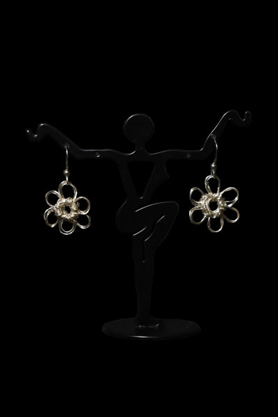 Sterling Silver Crochet Flower Earrings