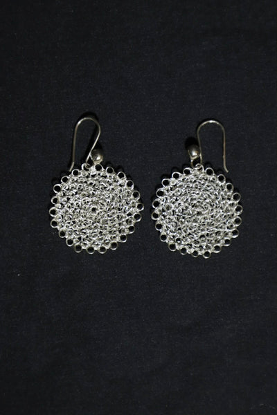 Sterling Silver Wire Crochet Circle Earrings