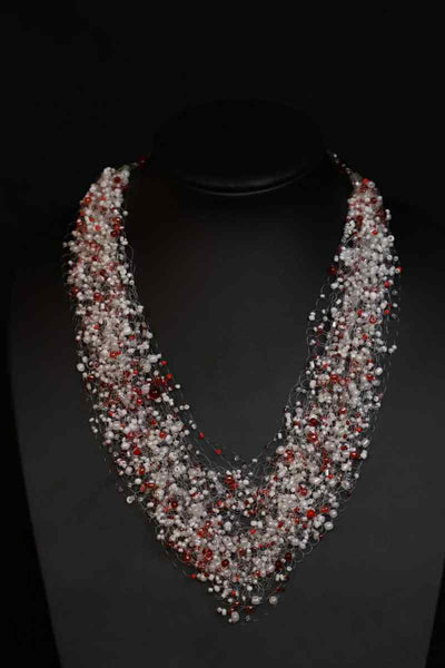 Multi Strand Beaded Airy Crochet Necklace