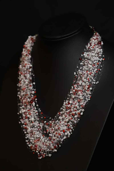 Multi Strand Beaded Airy Crochet Necklace