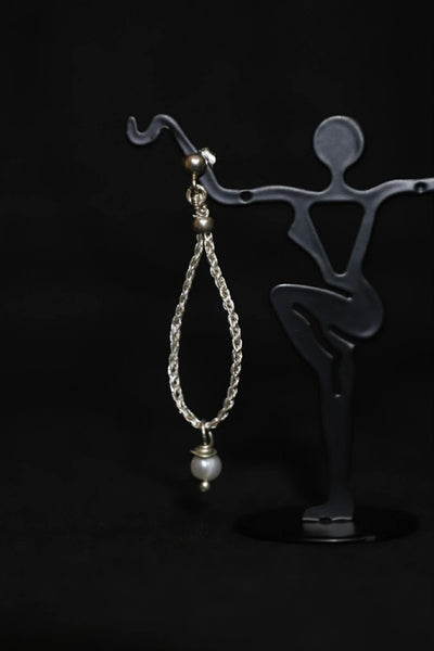 Wire Crochet Sterling Silver Fresh-Water Pearl Earrings