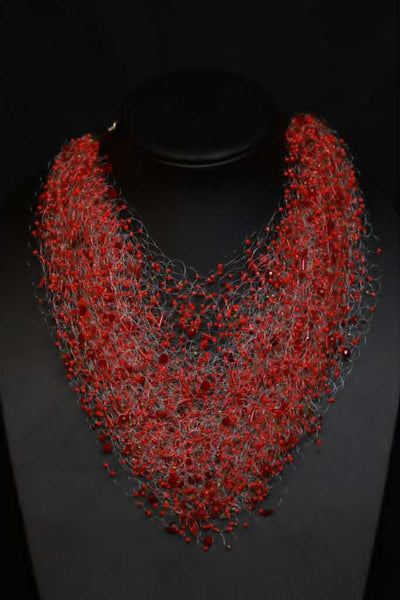 Multi Strand Beaded Airy Crochet Necklace