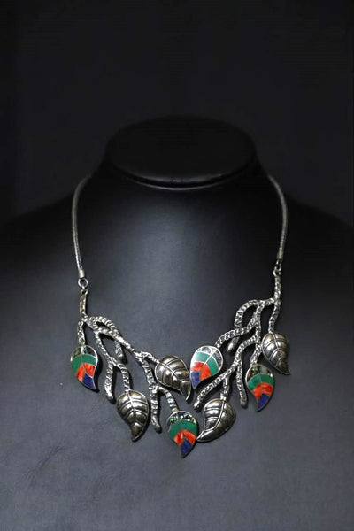 Sterling Silver Inlaid Statement Necklace