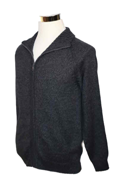 Alpaca Blend Marbled Black Gray Cardigan