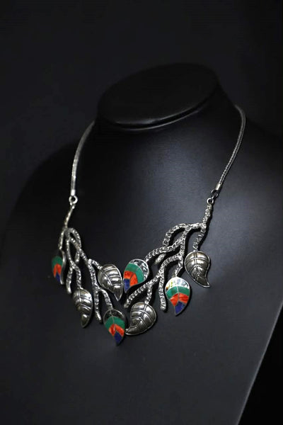 Sterling Silver Inlaid Statement Necklace