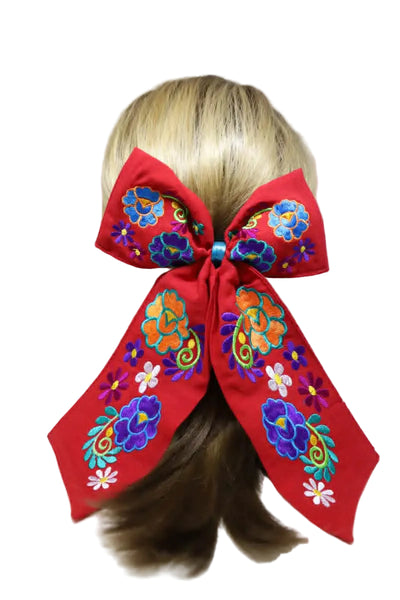 Embroidered Hair Bow