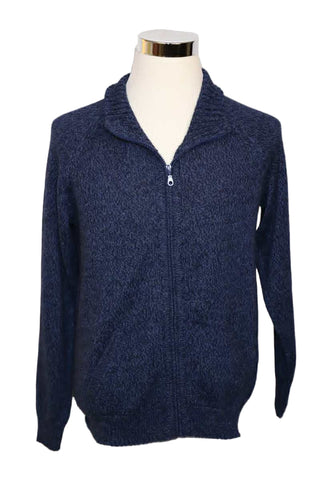 Alpaca Blend Marbled Blue Cardigan