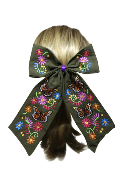 Embroidered Hair Bow