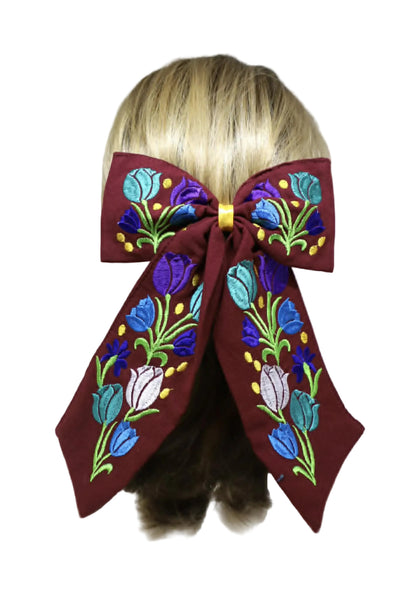 Embroidered Hair Bow