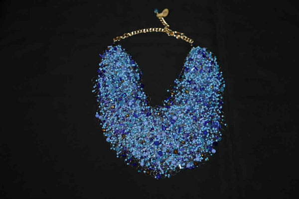 Multi Strand Beaded Airy Crochet Necklace