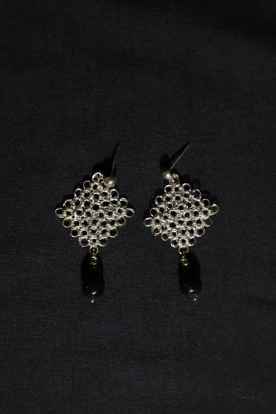 Wire Crochet Black Onyx Earrings