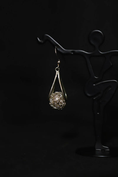 Wire Crochet Sterling Silver Bead Earrings