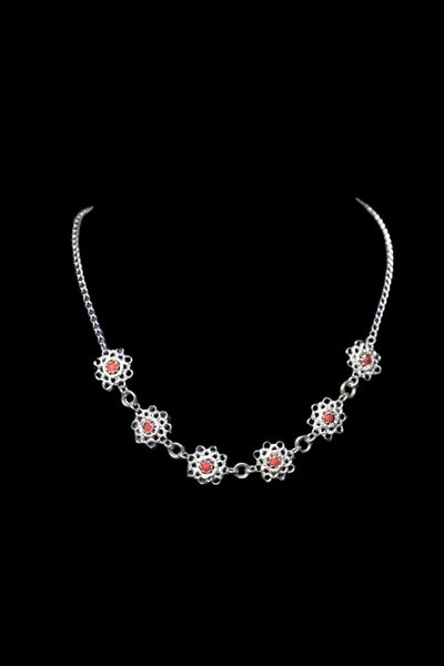 Wire Crochet Coral Necklace