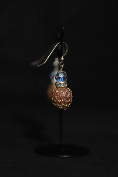Wire Crochet Sterling Silver Rose Quartz Earrings